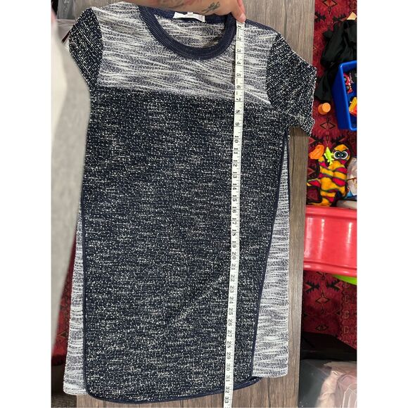 BCBGeneration Colorblock Women Dark Navy White 3d Textured Knit Sweater Dress S - Picture 13 of 13